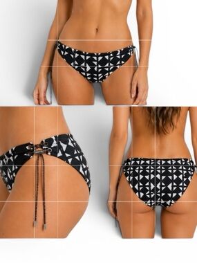 Dolce Vita Black Punk Zulu Grommet Loop Side Tie Accent Bikini Swim Bottom Sz L